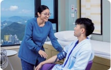 nurse measuring man's blood pressure