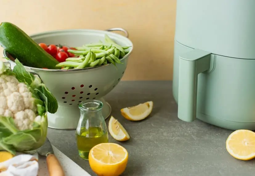 vegetables in colander