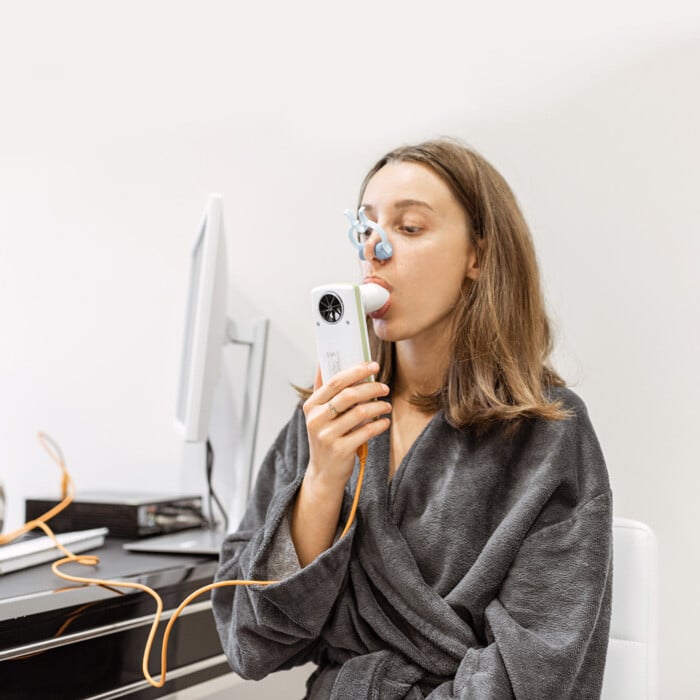 women undergoing nose allergy testing